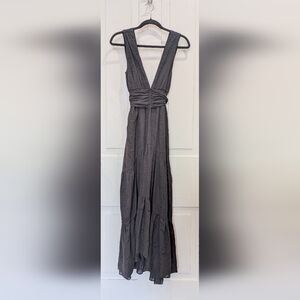 NWOT Misa Los Angeles Cotton Black Plunge Eyelet Maxi Dress | Xsmall